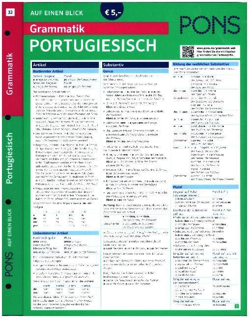 Afbeelding van PONS Grammatik auf einen blick: Portugiesisch Klappkarte